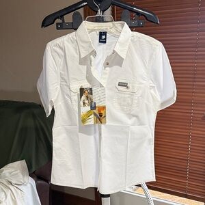 lafuma White Short-Sleeve Casual Button-Down Shirt